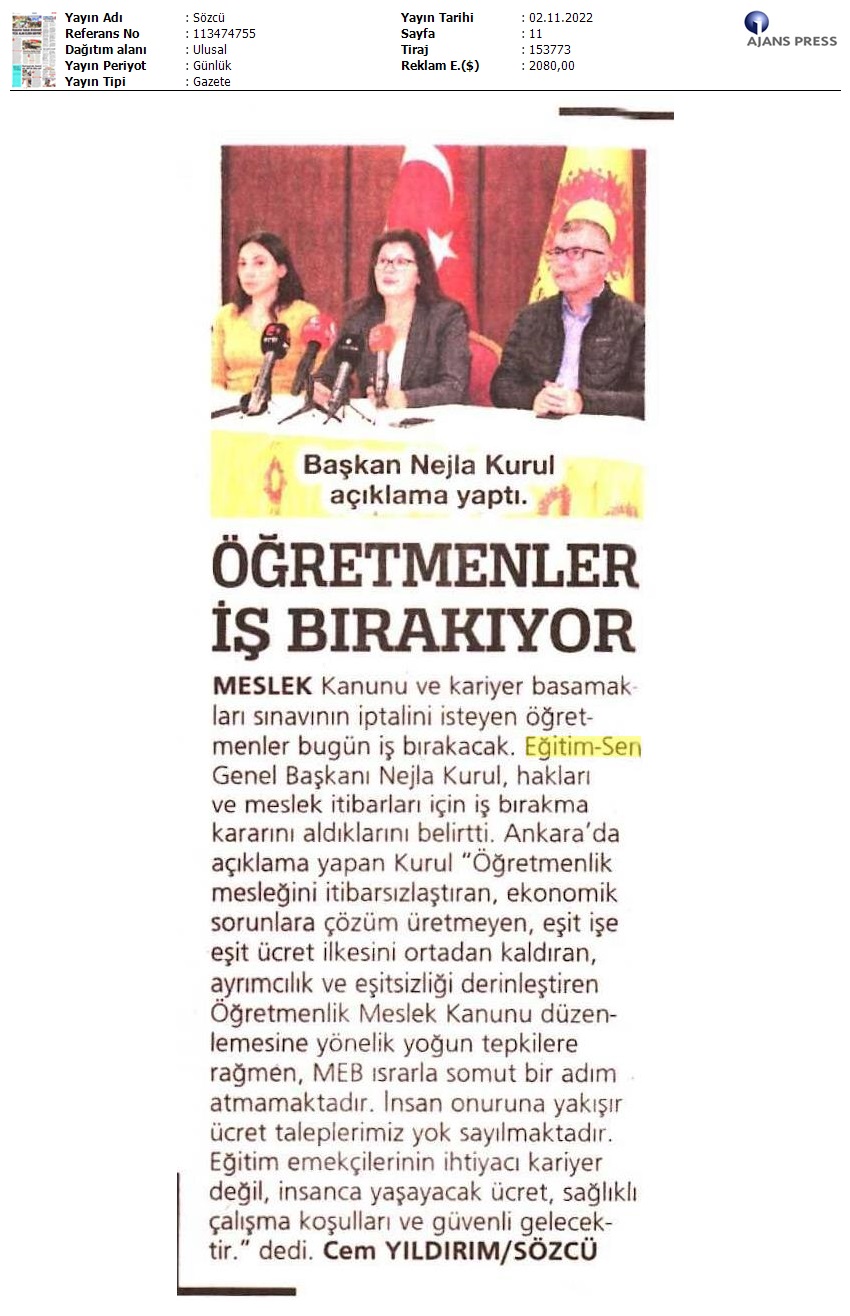 Öğretmenler İş Bırakıyor / Sözcü