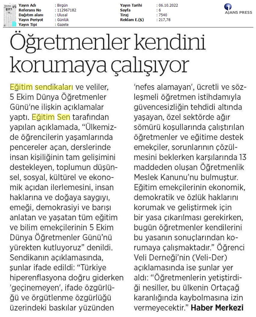Öğretmenler Kendini Korumaya Çalışıyor / BirGün