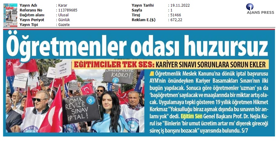 Öğretmenler Odası Huzursuz / Karar