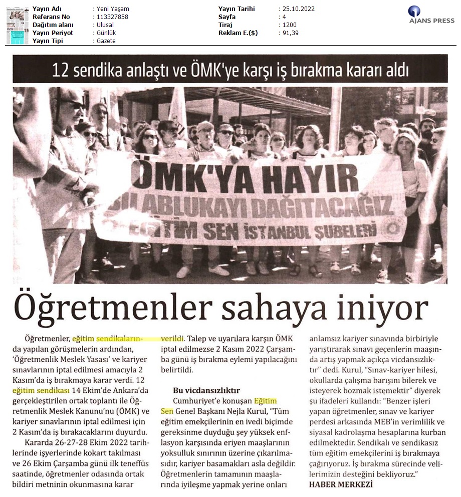 Öğretmenler Sahaya İniyor / Yeni Yaşam