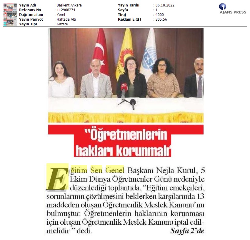 "Öğretmenlerin Hakları Korunmalı" / Başkent Ankara
