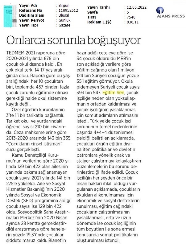 Onlarca Sorunla Boğuşuyor / BirGün