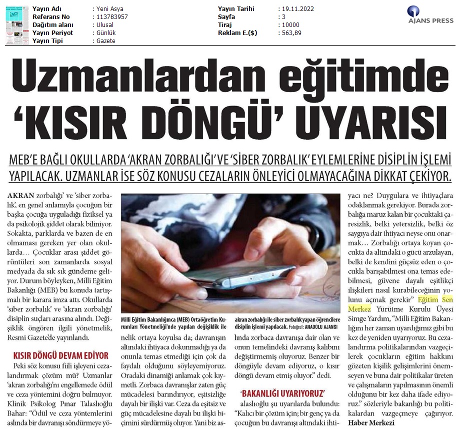 Uzmanlardan Eğitimde 'Kısır Döngü' Uyarısı / Yeni Asya