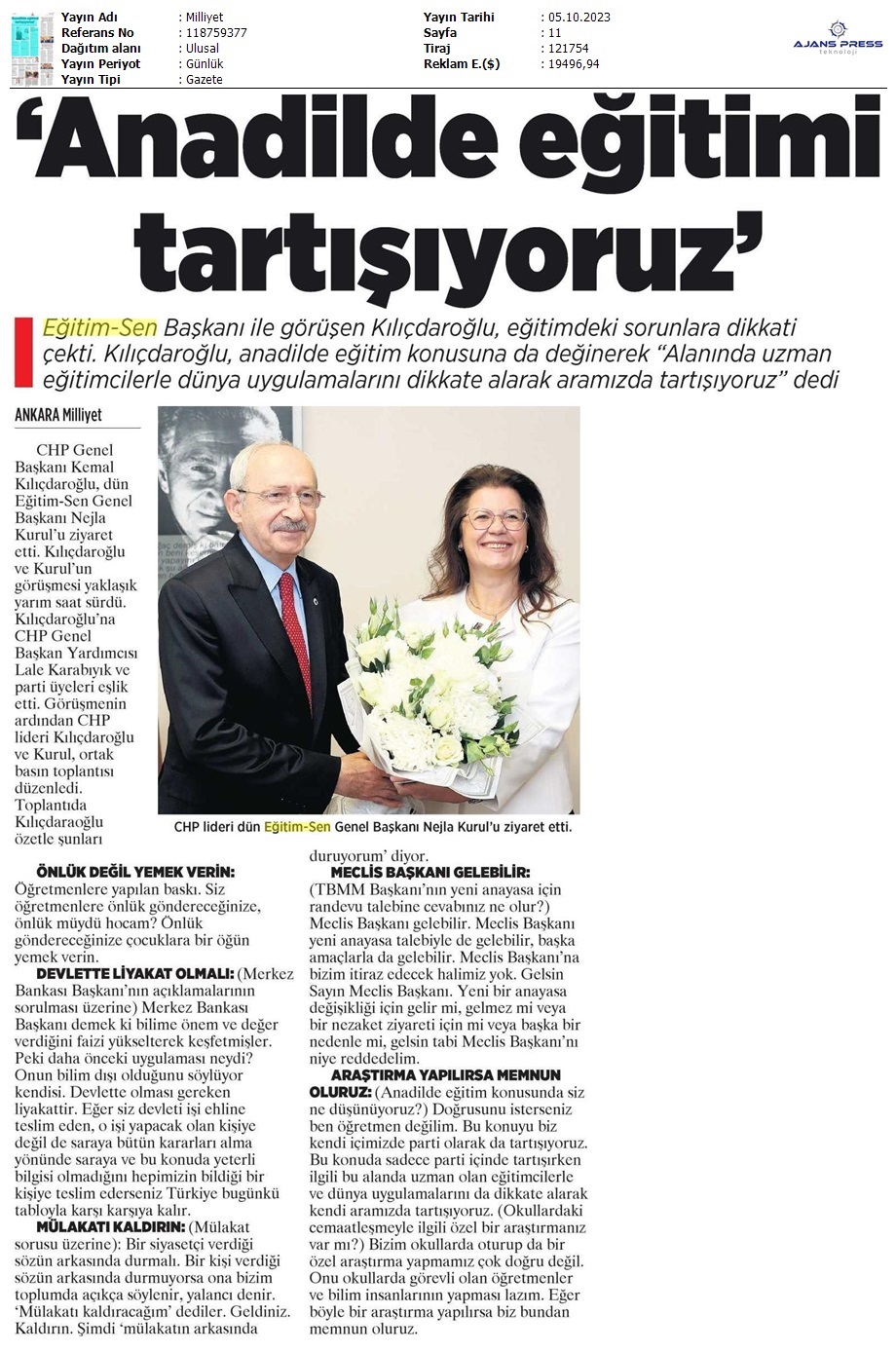 "Anadilde Eğitimi Tartışıyoruz" / Milliyet