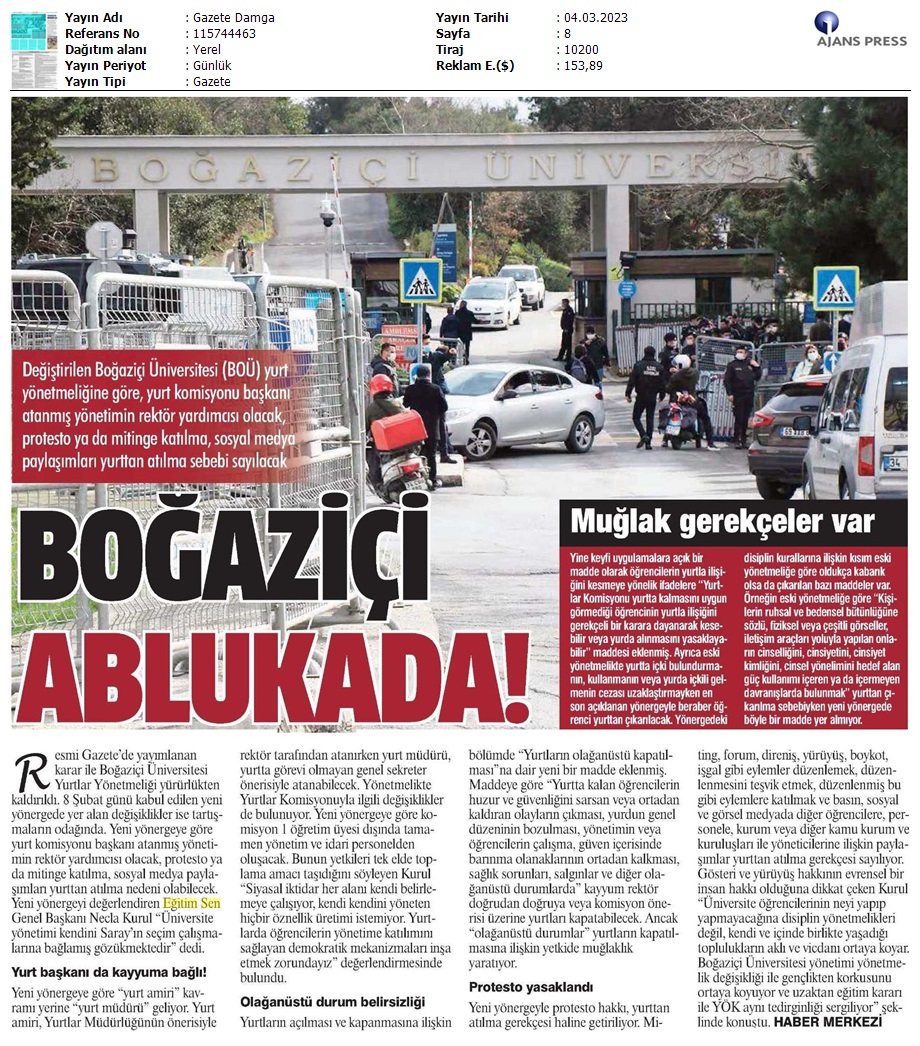 Boğaziçi Ablukada / Gazete Damga