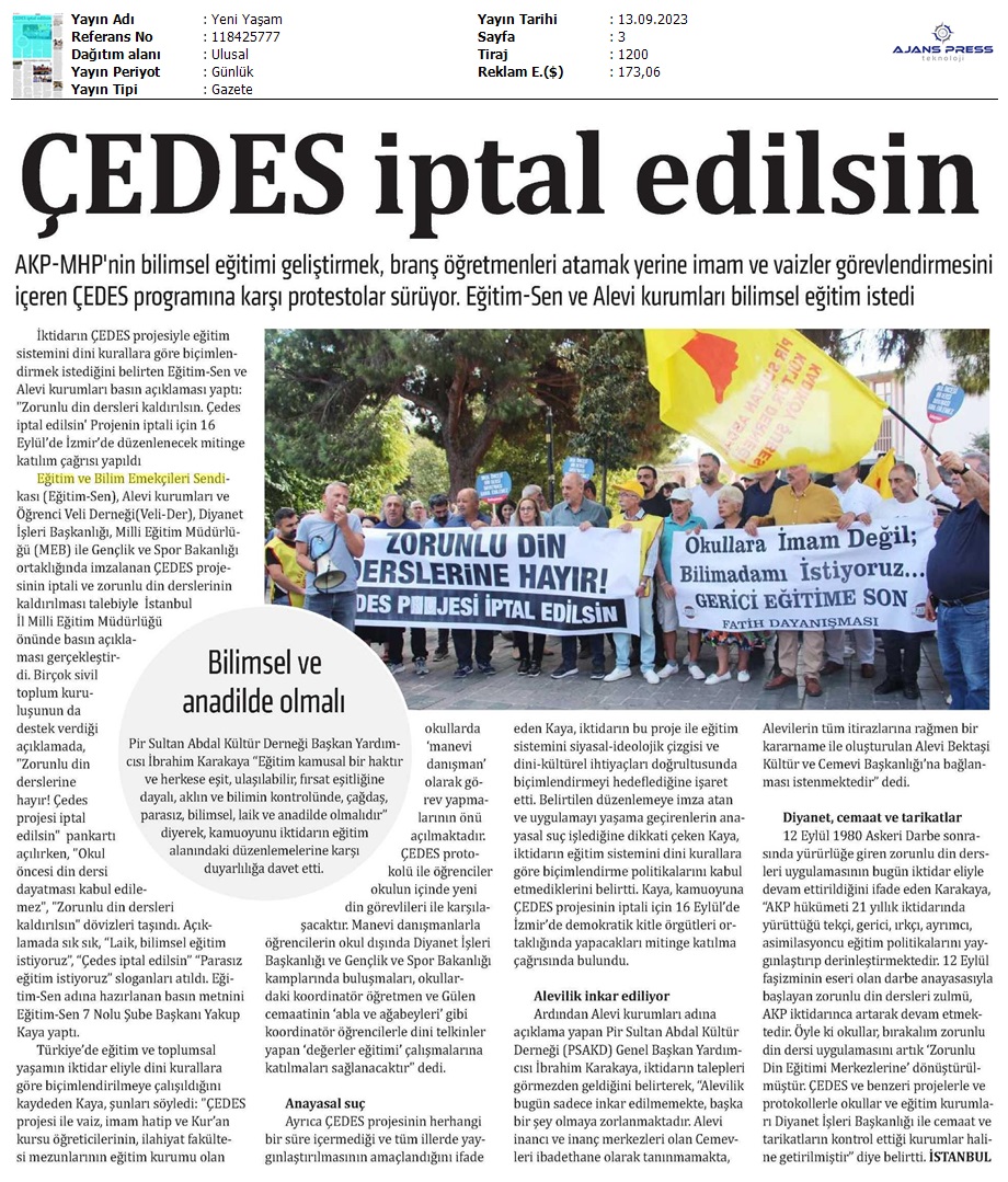 ÇEDES İptal Edilsin / Yeni Yaşam