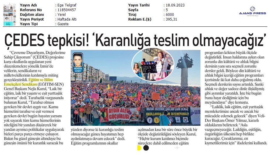 ÇEDES Tepkisi! 'Karanlığa Teslim Olmayacağız' / Ege Telgraf