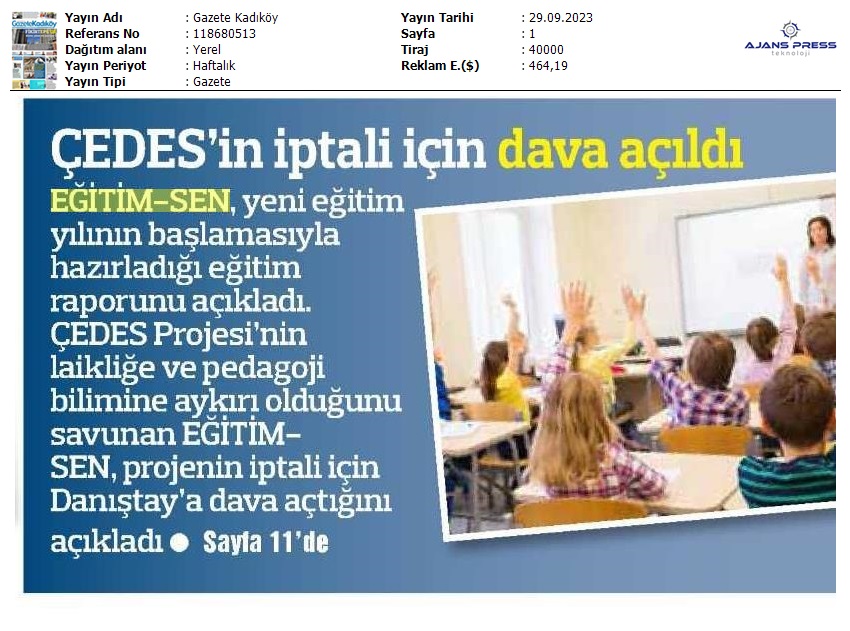 ÇEDES'in İptali İçin Dava Açıldı / Gazete Kadıköy