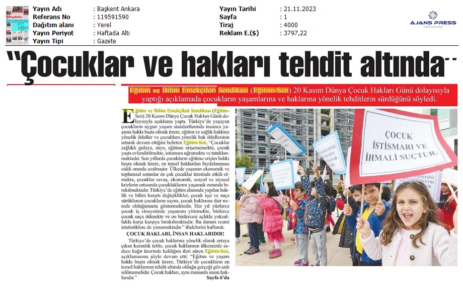 Çocuklar ve Hakları Tehdit Altında / Başkent Ankara
