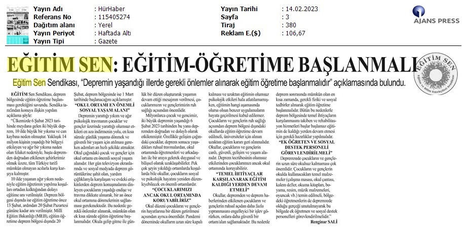 Eğitim Sen: Eğitim Öğretime Başlanmalı / Hür Haber