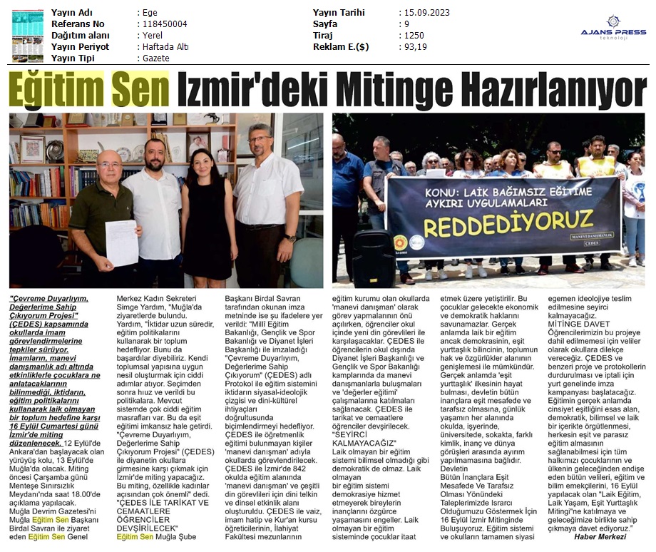 Eğitim Sen İzmir'deki Mitinge Hazırlanıyor/ Ege