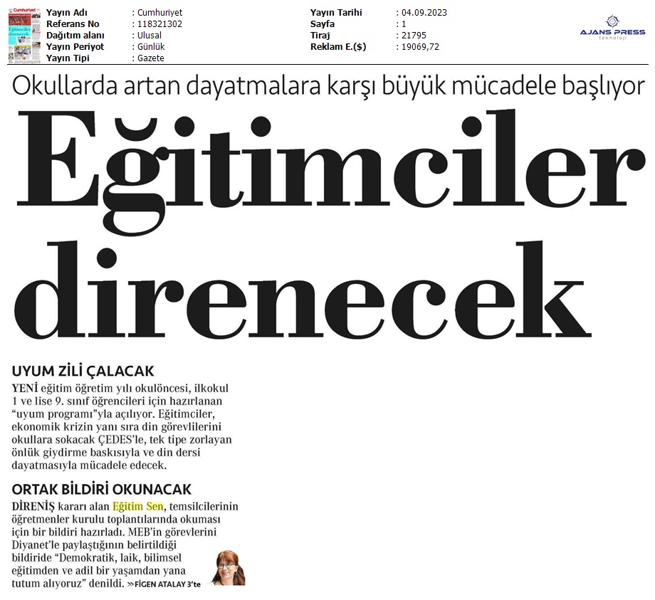 Eğitimciler Direnecek / Cumhuriyet