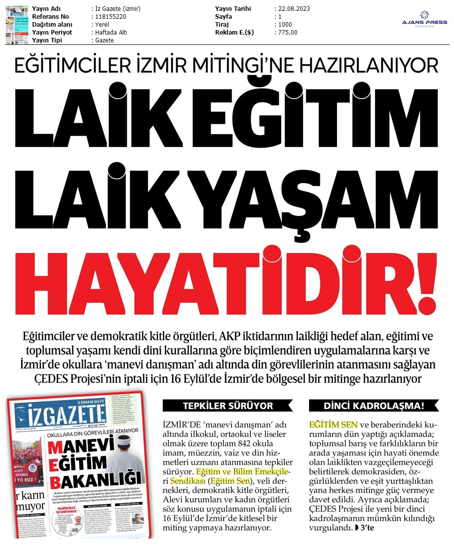Eğitimciler İzmir Mitingine Hazırlanıyor / İz Gazete