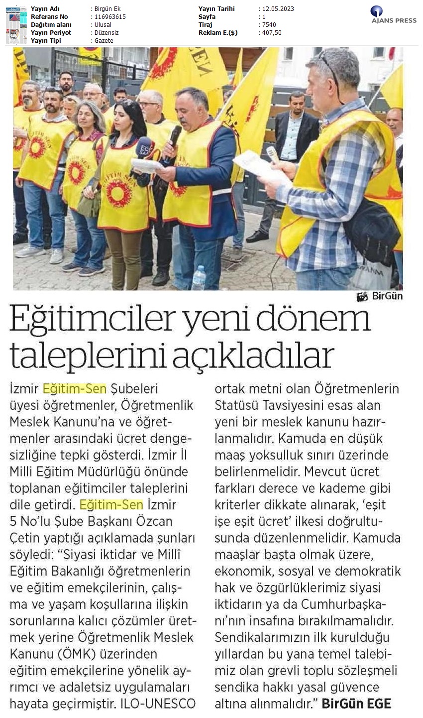 Eğitimciler Yeni Dönem Taleplerini Açıkladılar / BirGün