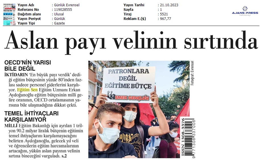 Eğitimde Aslan Payı Velinin Sırtında / Evrensel