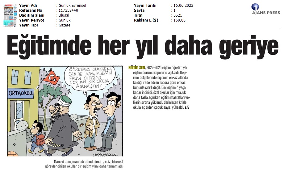 Eğitimde Her Yıl Daha Geriye / Evrensel