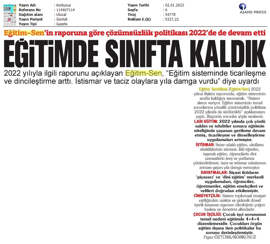 Eğitimde Sınıfta Kaldık / Korkusuz