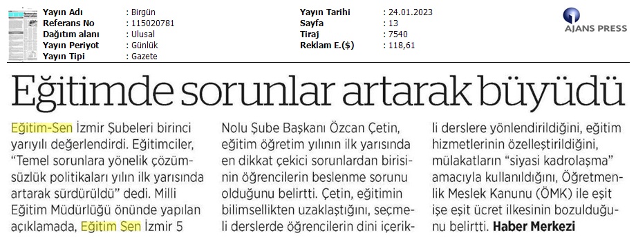 Eğitimde Sorunlar Artarak Büyüdü / BirGün