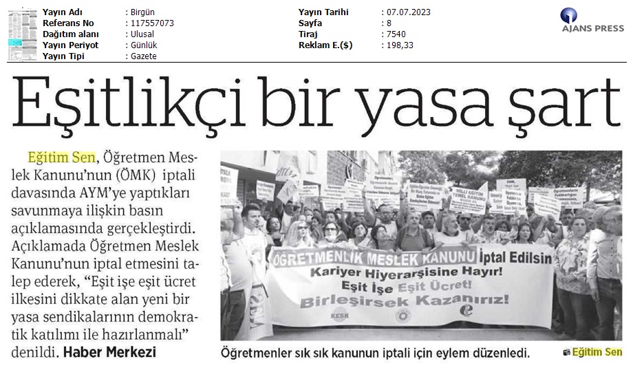 Eşitlikçi Bir Yasa Şart / Birgün
