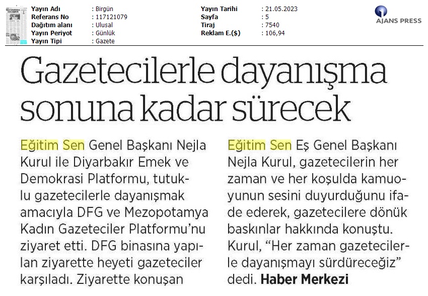 Gazetecilerle Dayanışma Sonuna Kadar Sürecek / BirGün