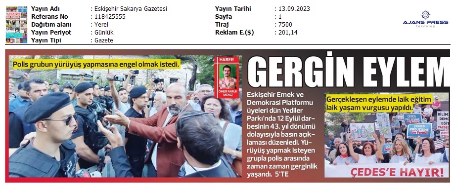 Gergin Eylem / Eskişehir Sakarya Gazetesi