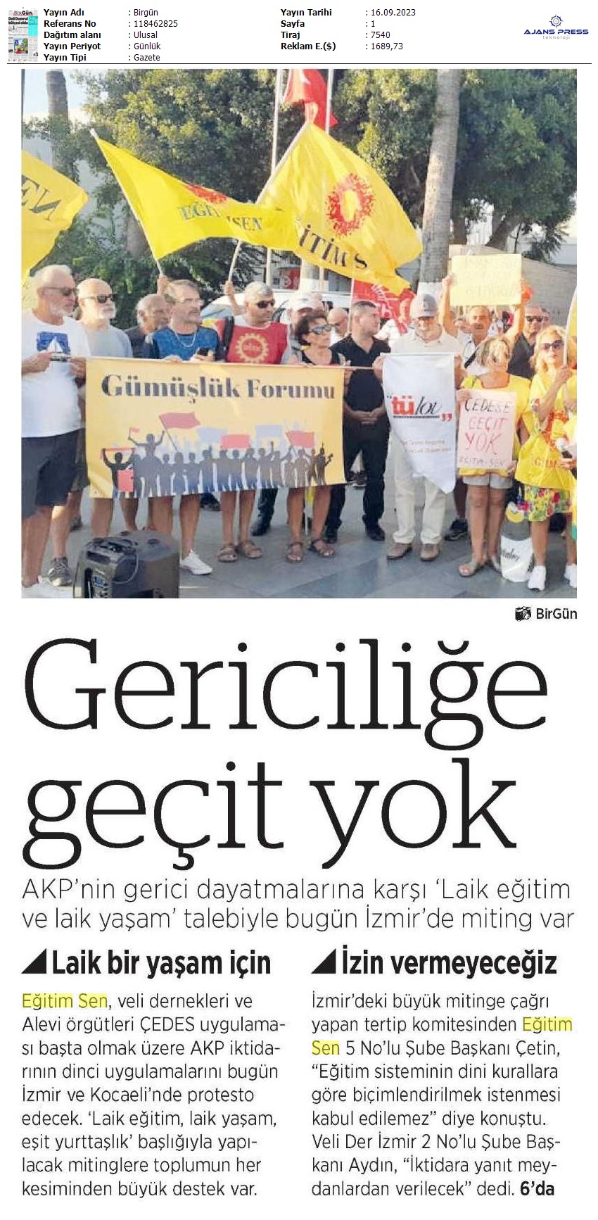 Gericiliğe Geçit Yok / Birgün
