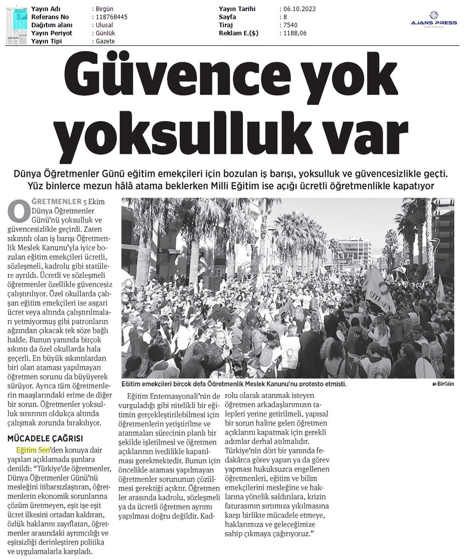 Güvence Yok Yoksulluk Var / Birgün