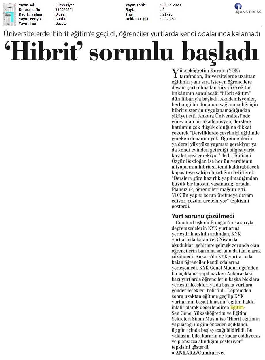 'Hibrit' Sorunlu Başladı / Cumhuriyet