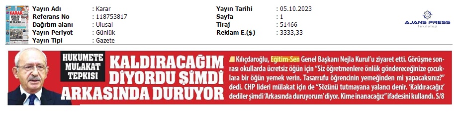 Hükümete Mülakat Tepkisi / Karar