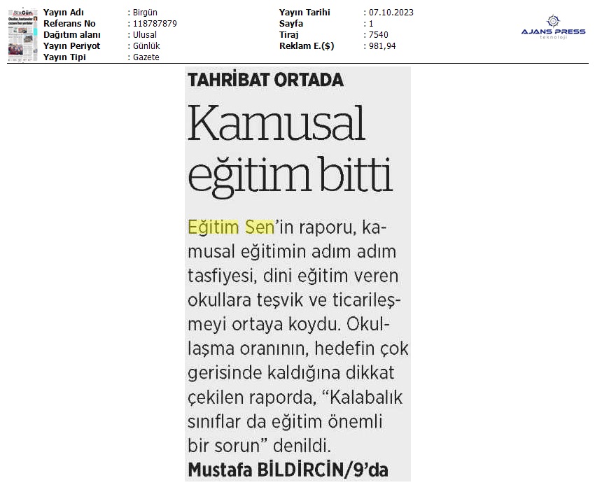 Kamusal Eğitim Bitti / Birgün