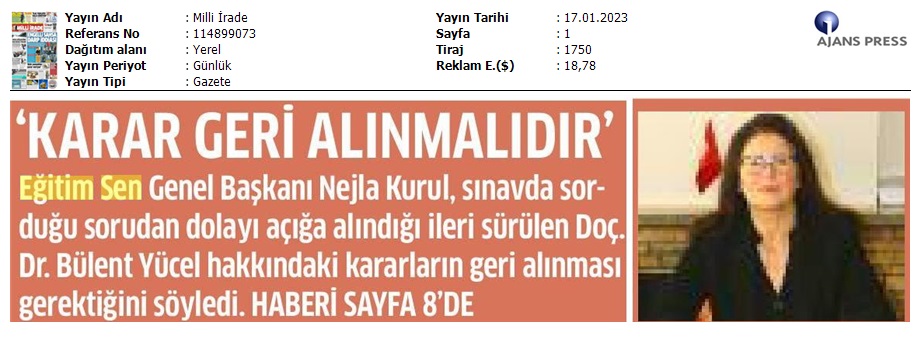 "Karar Geri Alınmalıdır" / Milli İrade