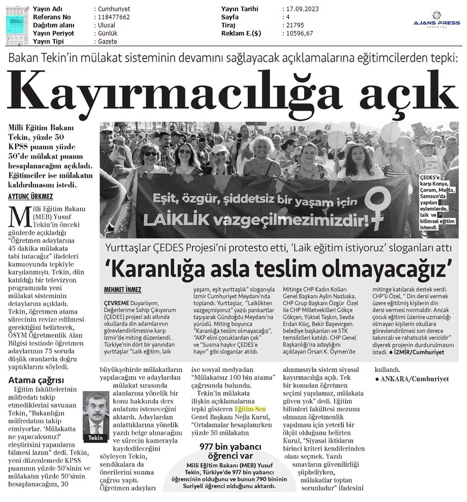 Kayırmacılığa Açık / Cumhuriyet