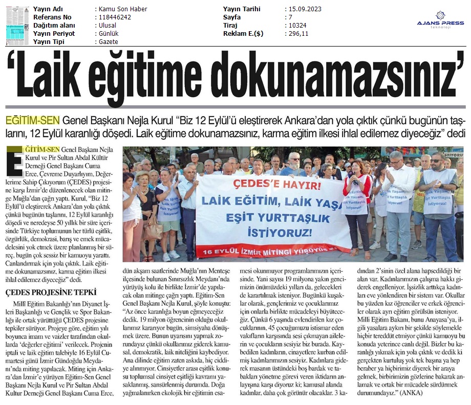 'Laik Eğitime Dokunamazsınız' / Kamu Son Haber