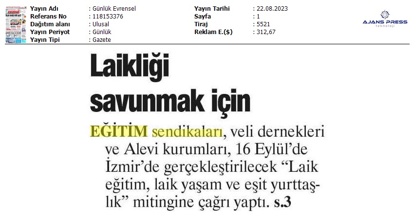 Laikliği Savunmak İçin / Evrensel