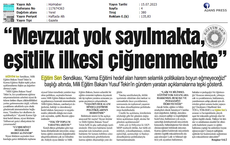 "Mevzuat Yok Sayılmakta, Eşitlik İlkesi Çiğnenmekte" / Hür Haber