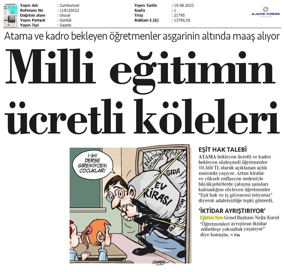 Milli Eğitimin Ücretli Köleleri / Cumhuriyet
