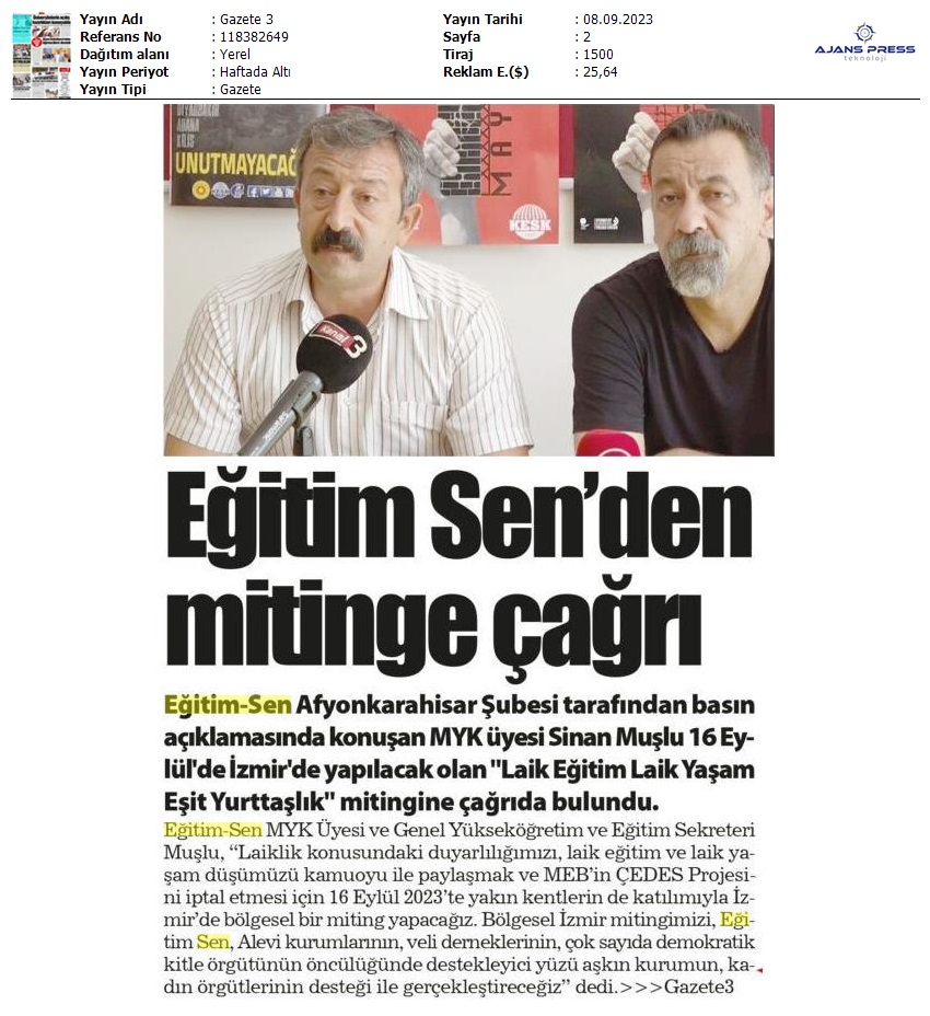 Mitinge Çağrı / Gazete 3
