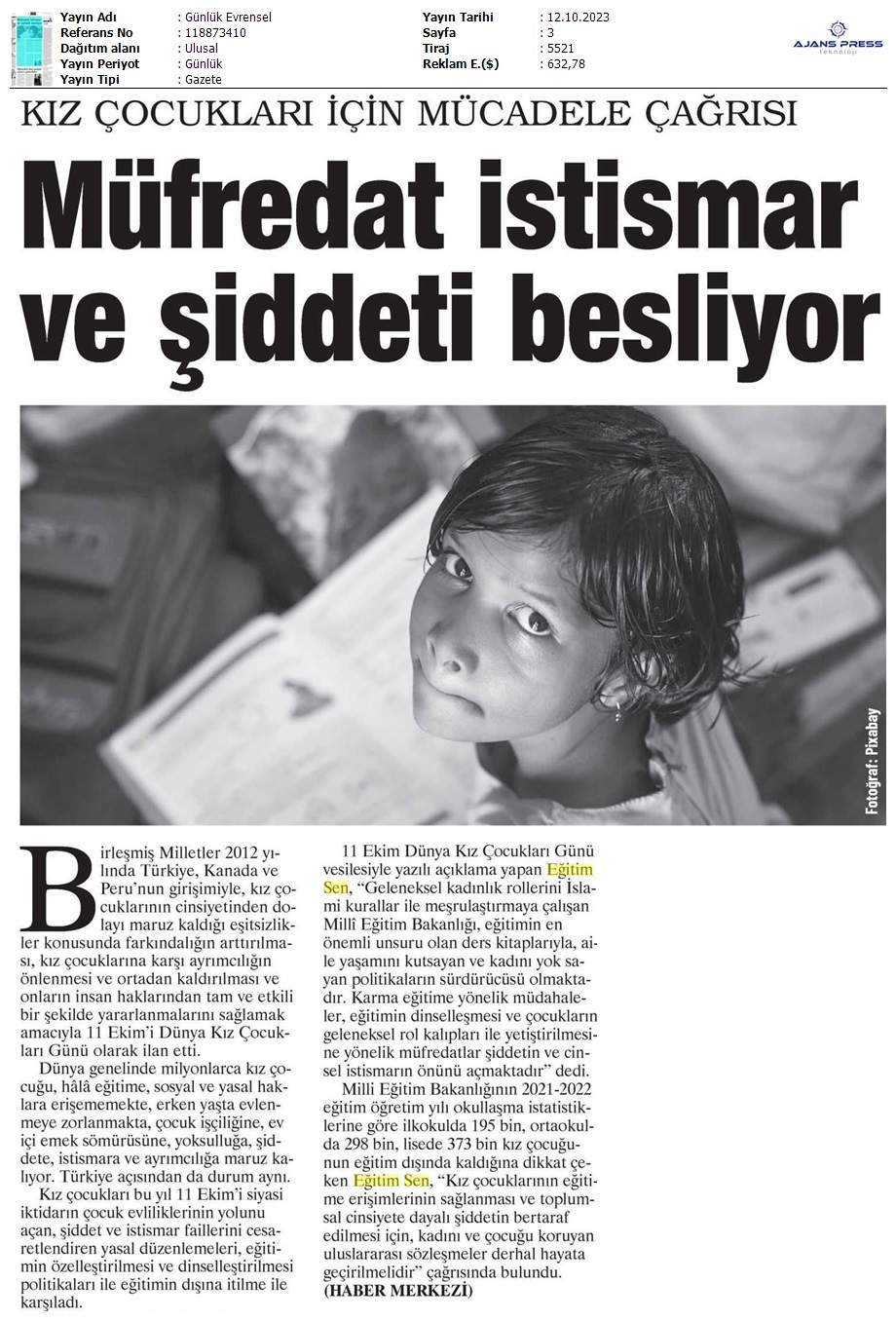 Müfredat İstismar ve Şiddeti Besliyor / Evrensel
