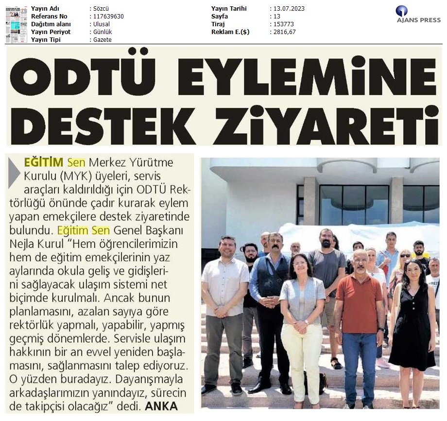 ODTÜ Eylemine Destek Ziyareti / Sözcü