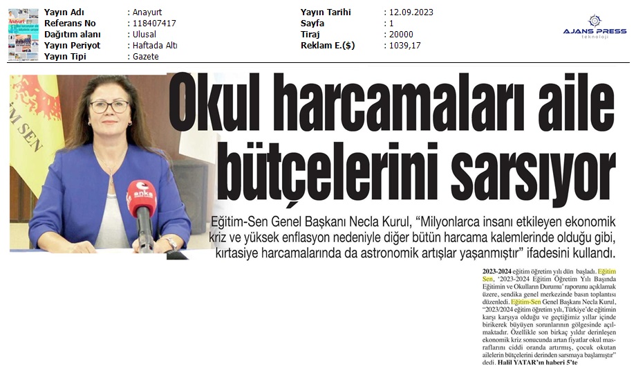 Okul Harcamaları Aile Bütçelerini Sarsıyor / Anayurt