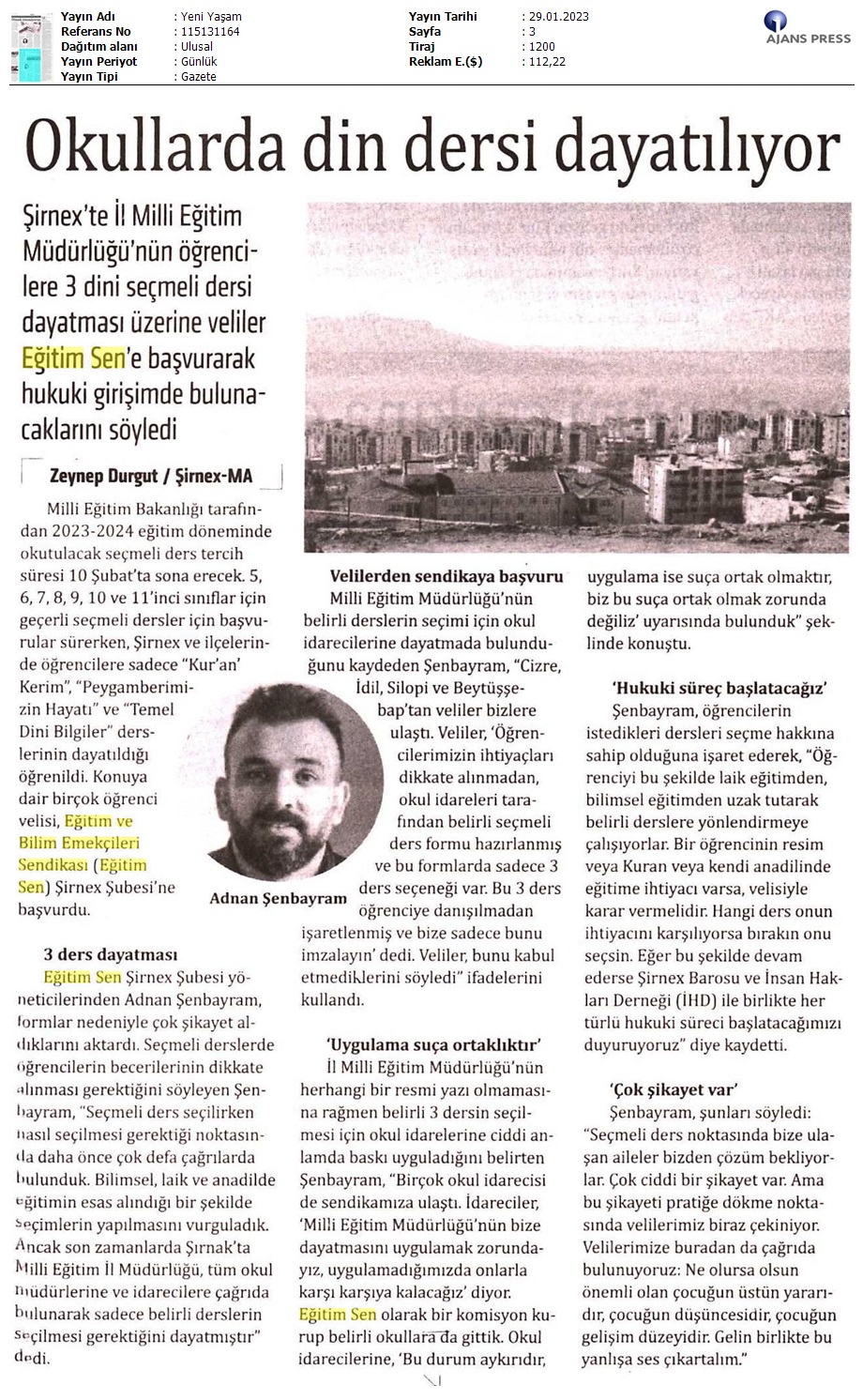 Okullarda Din Dersi Dayatılıyor / Yeni Yaşam