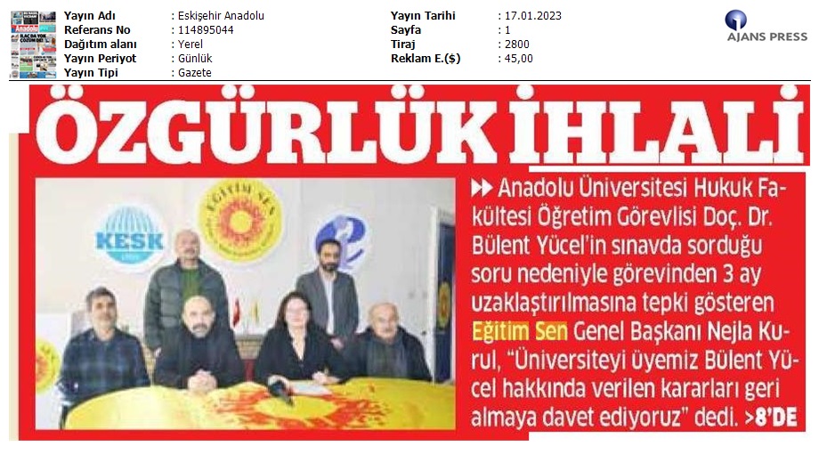 Özgürlük İhlali / Eskişehir Anadolu