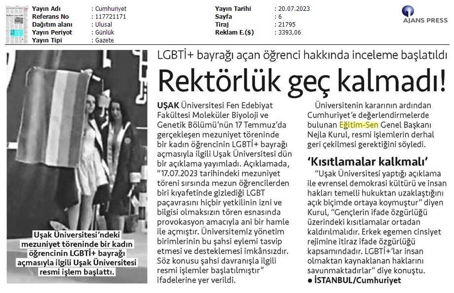 Rektörlük Geç Kalmadı! / Cumhuriyet