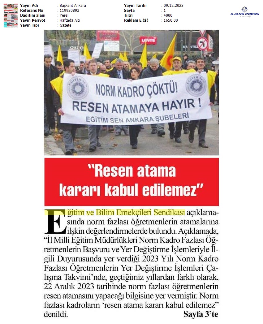 "Resen Atama Kararı Kabul Edilemez" / Başkent Ankara