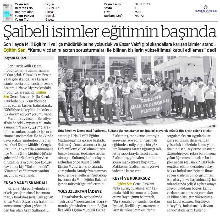 Şaibeli İsimler Eğitimin Başında / Birgün