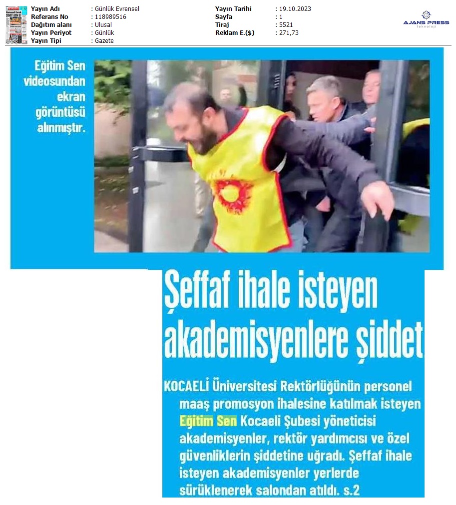 Şeffaf İhale İsteyen Akademisyenlere Şiddet / Evrensel