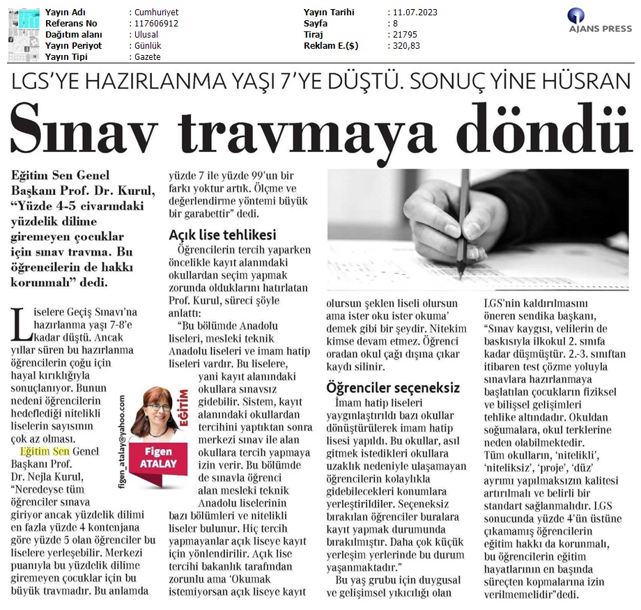 Sınav Travmaya Döndü / Cumhuriyet