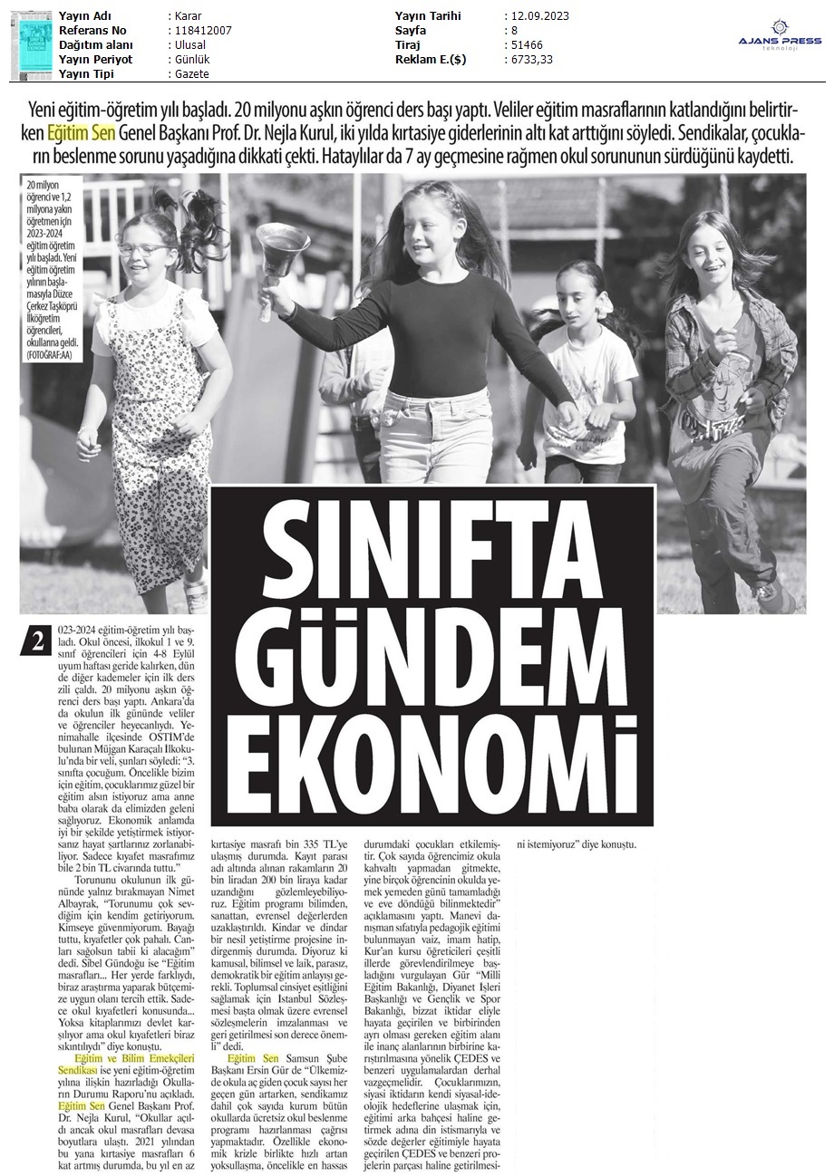 Sınıfta Gündem Ekonomi / Karar
