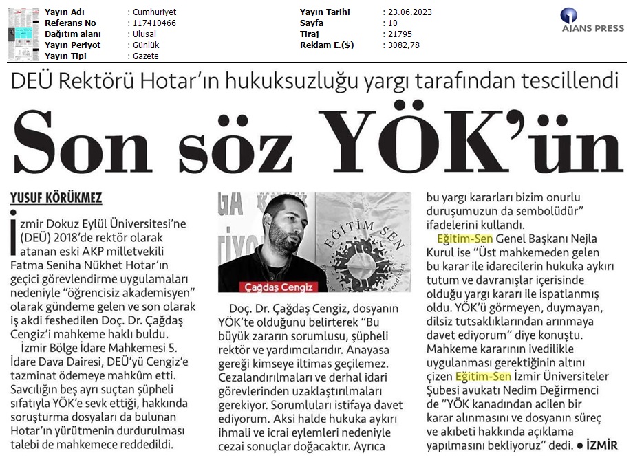 Son Söz YÖK'ün / Cumhuriyet