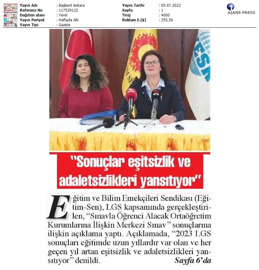 "Sonuçlar Eşitsizlik ve Adaletsizlikleri Yansıtıyor" / Başkent Ankara